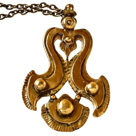 Finland Seppo Tamminen Vintage Necklace & Pendant Bronze Signed - Picture 8 of 13